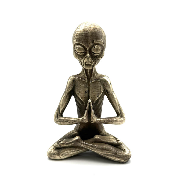 Bronze Yoga Alien Statues Decorative Brass Figurine Desk Artistic Ornament Sculpture,Exclusive Gifts For Friends