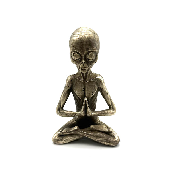 Bronze Yoga Alien Statues Decorative Brass Figurine Desk Artistic Ornament Sculpture,Exclusive Gifts For Friends