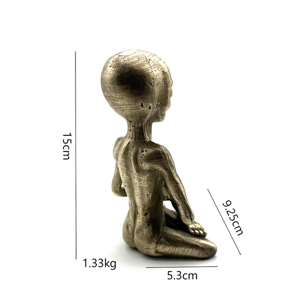 Bronze Yoga Alien Statues Decorative Brass Figurine Desk Artistic Ornament Sculpture,Exclusive Gifts For Friends