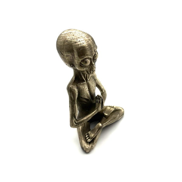 Bronze Yoga Alien Statues Decorative Brass Figurine Desk Artistic Ornament Sculpture,Exclusive Gifts For Friends