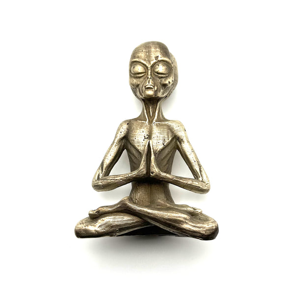 Bronze Yoga Alien Statues Decorative Brass Figurine Desk Artistic Ornament Sculpture,Exclusive Gifts For Friends