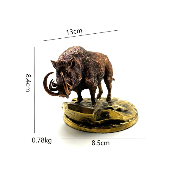 Handmade Copper Wild Boar Statues Brass Figurine Desk Decoration Sculpture,Gift for Friends