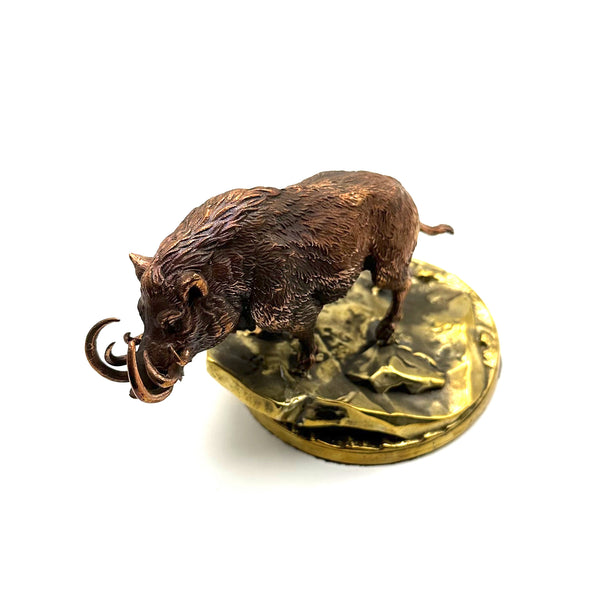 Handmade Copper Wild Boar Statues Brass Figurine Desk Decoration Sculpture,Gift for Friends