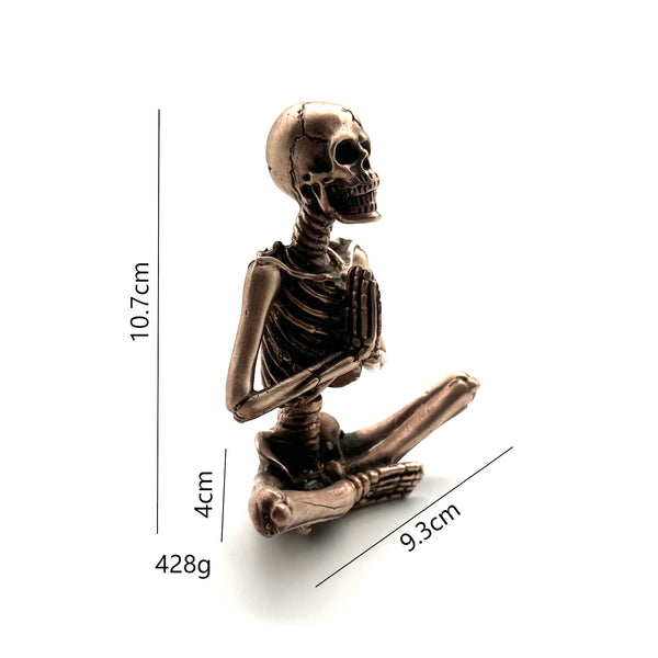 Copper Yoga Skull Statues Decorative Copper Figurine Desk Artistic Ornament Sculpture,Exclusive Gifts For Friends