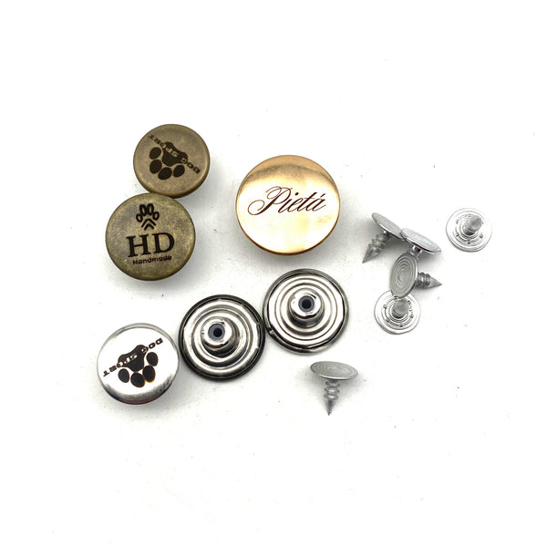 15/17/20mm Jeans Button Pin Customized Logo/Text Denim Button Replacement Personalised Brand Clothing Buttons
