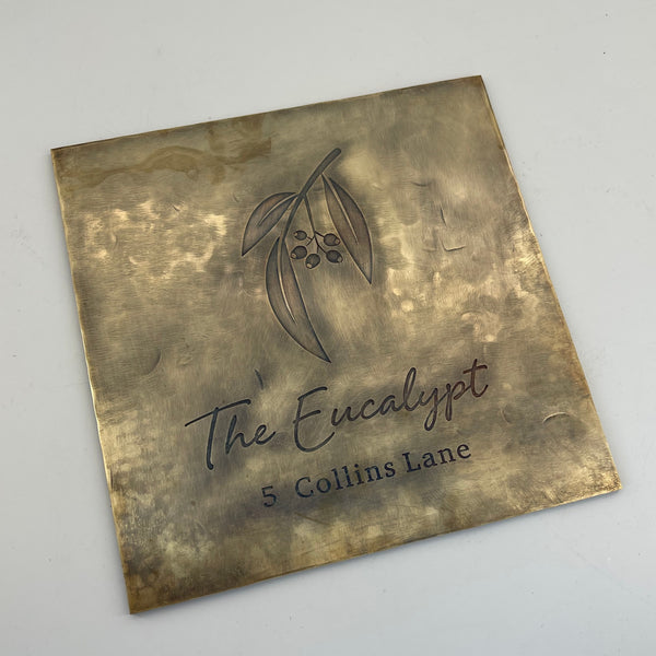 Vintage Hand Hammered Brass Nameplate,Custom Cafe Bar Hostel Signs