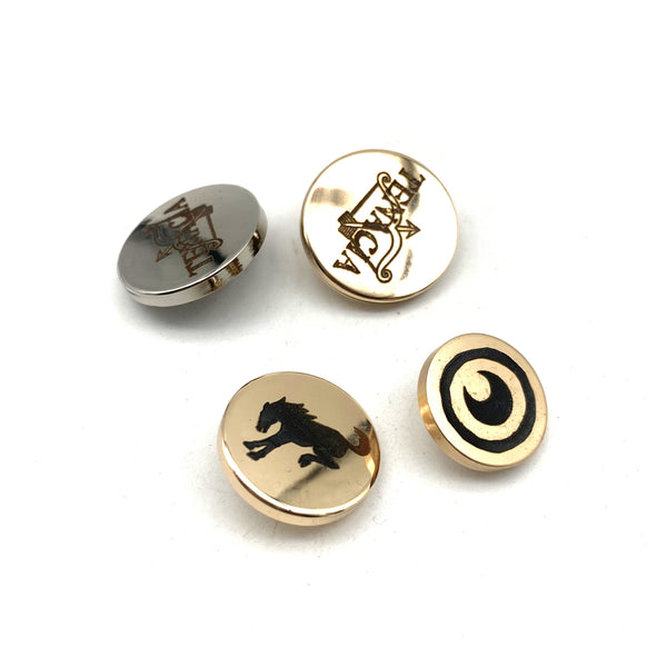 Custom Logo Shank Buttons,Round Metallic Shank Buttons,Sewing Buttons For Trench Coat, Uniform, Classic Blazer, Duffle