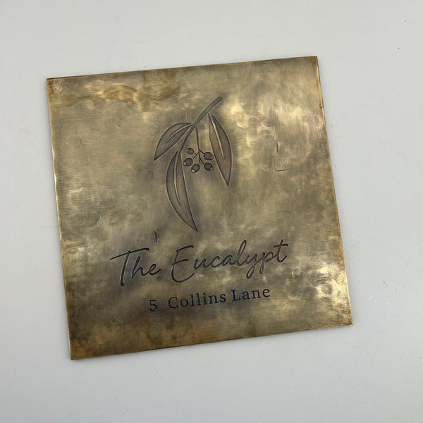 Vintage Hand Hammered Brass Nameplate,Custom Cafe Bar Hostel Signs