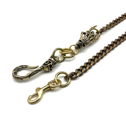 Handmade Skull Hook Brass Wallet Chain,Men's Belt Holder Keychain