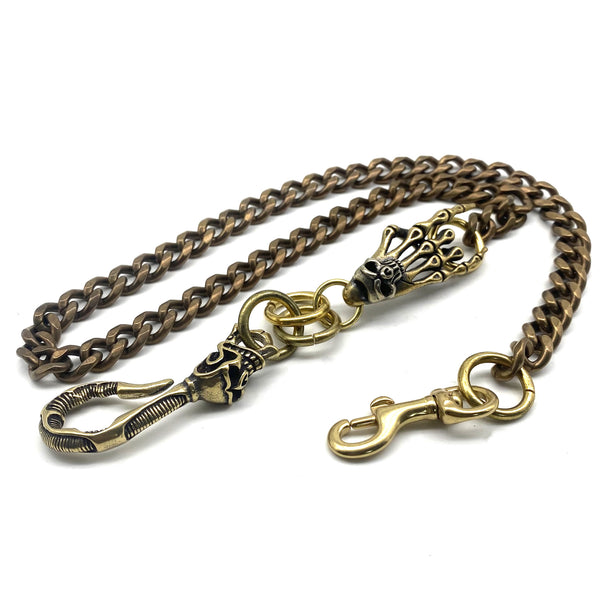 Handmade Skull Hook Brass Wallet Chain,Men's Belt Holder Keychain