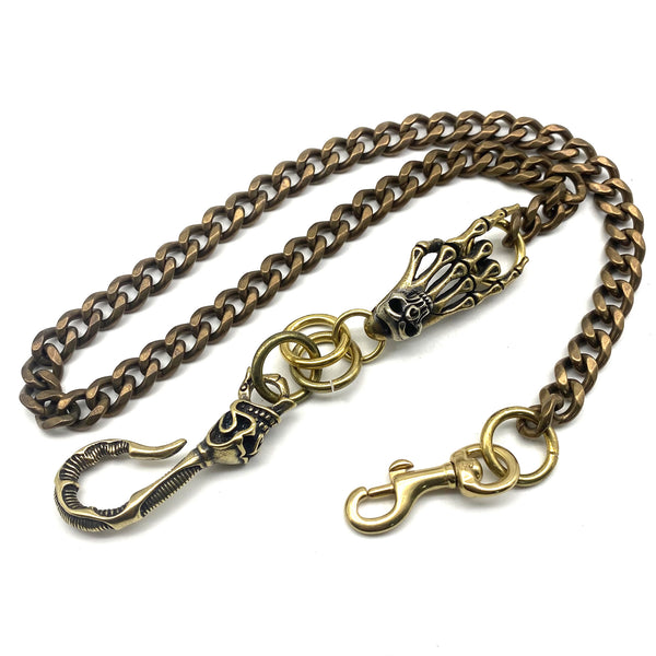 Handmade Skull Hook Brass Wallet Chain,Men's Belt Holder Keychain