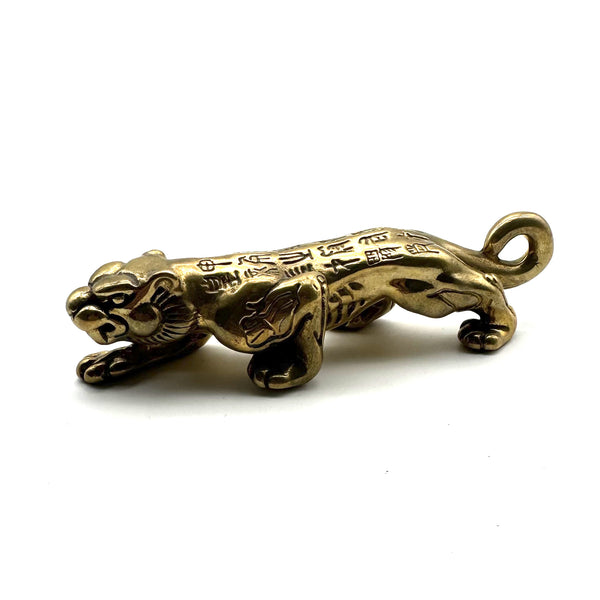 Handcrafted Leopard Statue | Cute Animal Desk Sculpture | Unique Office Decor Gift for Wildlife Collectors | Solid Brass Big Cat Figurine