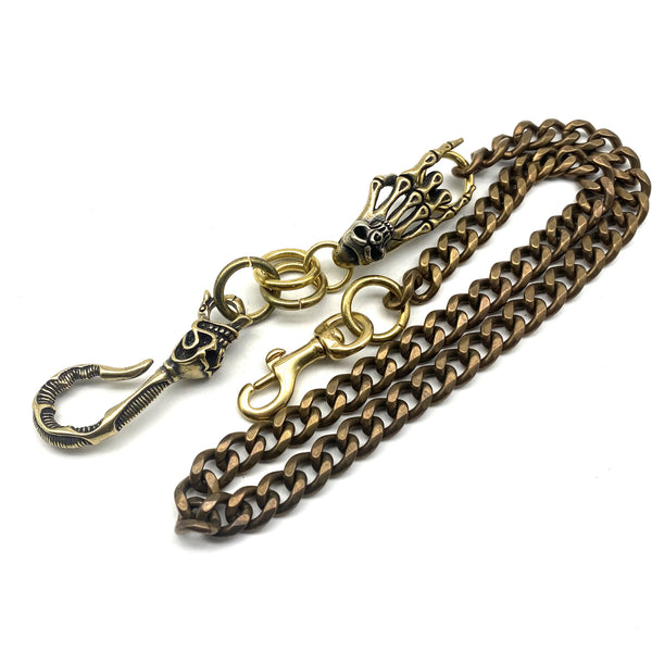 Handmade Skull Hook Brass Wallet Chain,Men's Belt Holder Keychain