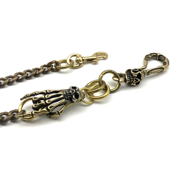 Handmade Skull Hook Brass Wallet Chain,Men's Belt Holder Keychain