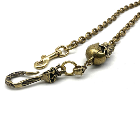 Biker Wallet Chain,Brass Skull Hook,Skull Hook,Skull Bead Link 11mm O Shape Chain