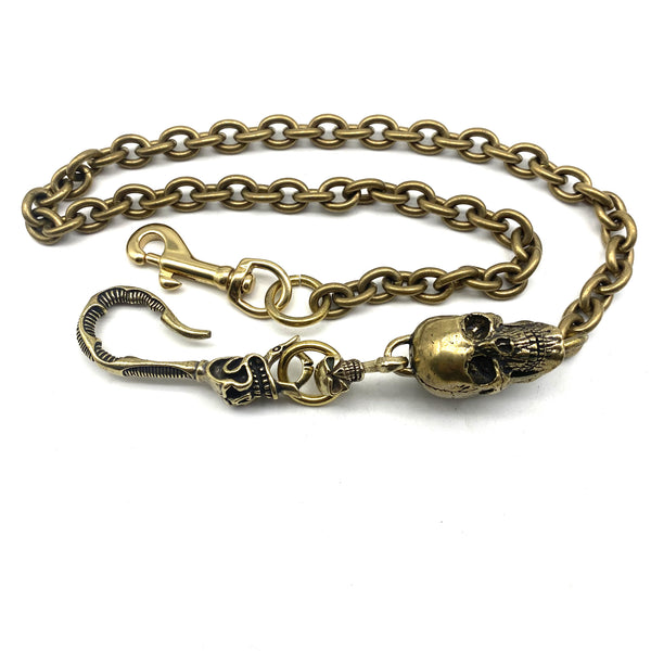 Biker Wallet Chain,Brass Skull Hook,Skull Hook,Skull Bead Link 11mm O Shape Chain