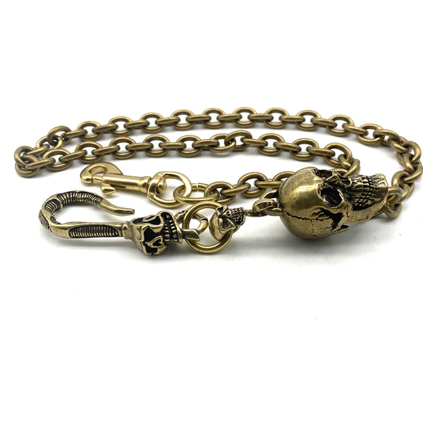 Biker Wallet Chain,Brass Skull Hook,Skull Hook,Skull Bead Link 11mm O Shape Chain