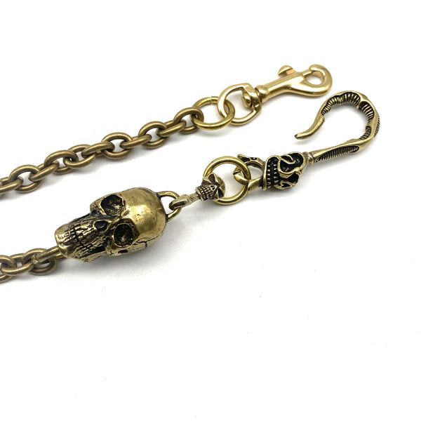 Biker Wallet Chain,Brass Skull Hook,Skull Hook,Skull Bead Link 11mm O Shape Chain