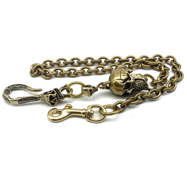 Biker Wallet Chain,Brass Skull Hook,Skull Hook,Skull Bead Link 11mm O Shape Chain