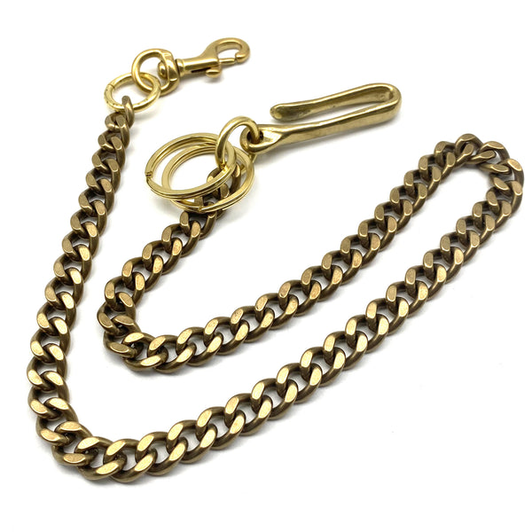 Solid Brass Curb Chain For Wallets,Fish Hook&Snap Clasp Finish Biker Purse Chain,Men's Outfit Accessories