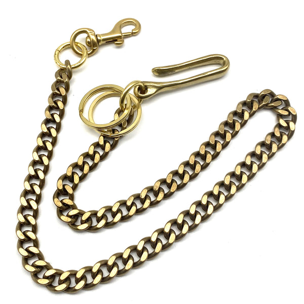 Solid Brass Curb Chain For Wallets,Fish Hook&Snap Clasp Finish Biker Purse Chain,Men's Outfit Accessories