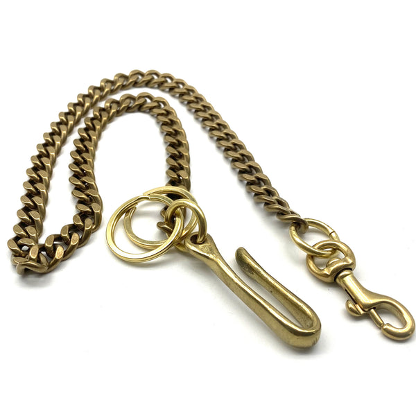 Solid Brass Curb Chain For Wallets,Fish Hook&Snap Clasp Finish Biker Purse Chain,Men's Outfit Accessories