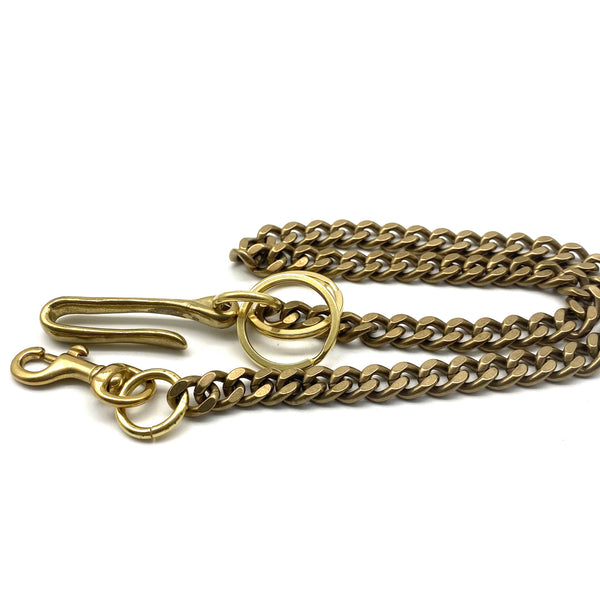 Solid Brass Curb Chain For Wallets,Fish Hook&Snap Clasp Finish Biker Purse Chain,Men's Outfit Accessories