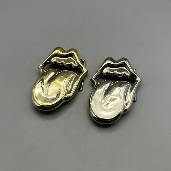 Vintage Punk Tongue plate Buckle, Solid Brass & Nickel Silver Belt Buckle for Leather Work 37mm