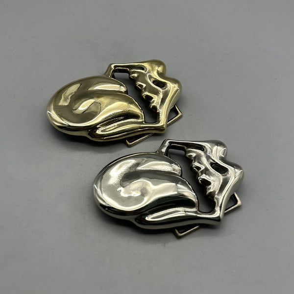 Vintage Punk Tongue plate Buckle, Solid Brass & Nickel Silver Belt Buckle for Leather Work 37mm