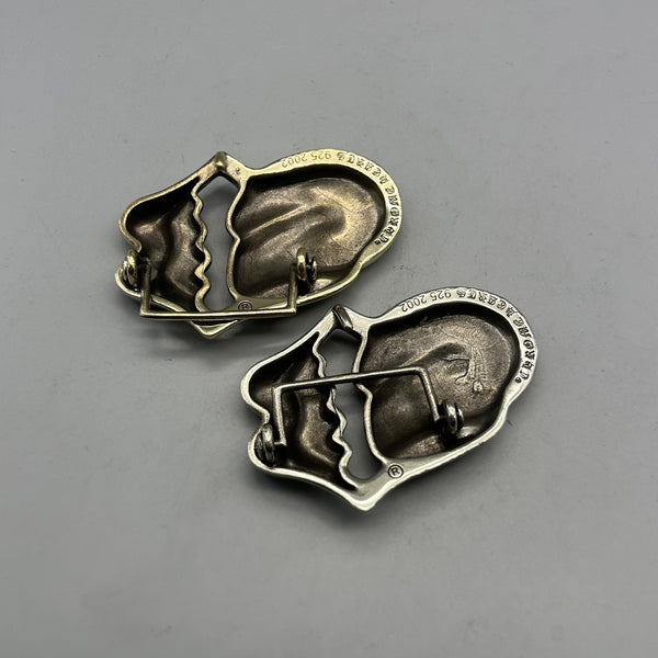 Vintage Punk Tongue plate Buckle, Solid Brass & Nickel Silver Belt Buckle for Leather Work 37mm