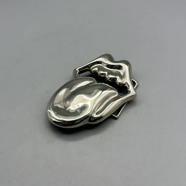 Vintage Punk Tongue plate Buckle, Solid Brass & Nickel Silver Belt Buckle for Leather Work 37mm