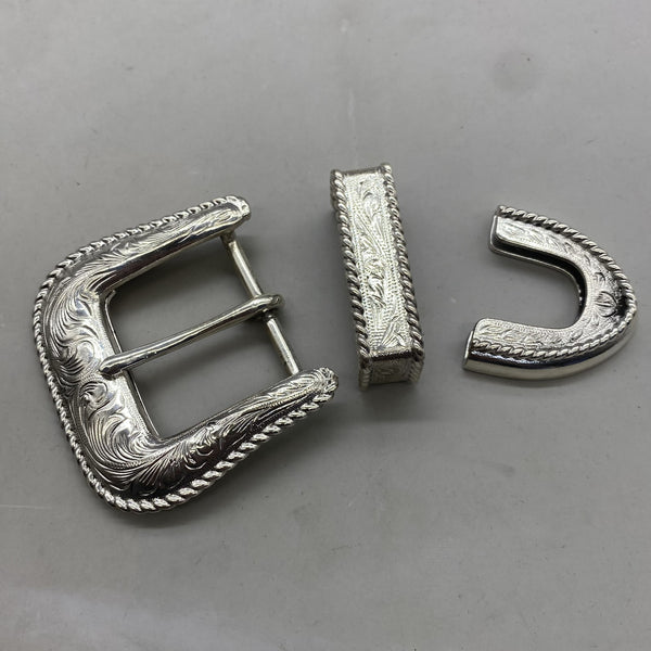 925 Sterling Silver Buckle Women Carved Leather Belt Buckle Tang Grass Buckle Kit
