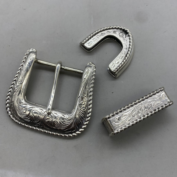 925 Sterling Silver Buckle Women Carved Leather Belt Buckle Tang Grass Buckle Kit