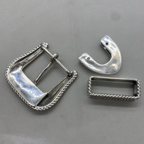 925 Sterling Silver Buckle Women Carved Leather Belt Buckle Tang Grass Buckle Kit
