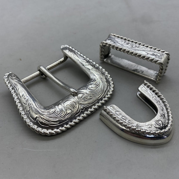 925 Sterling Silver Buckle Women Carved Leather Belt Buckle Tang Grass Buckle Kit