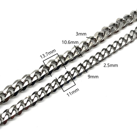 Stainless Curb Chain 9/10.6mm Grind Slide Chain,Bag Wallet Chain,Chain for Jewelry,Angle Grinding Chain