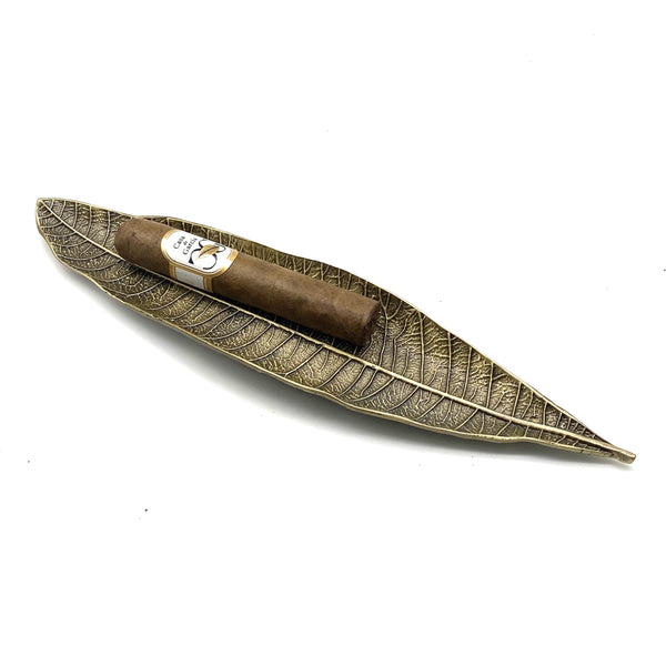Brass Leaf Ashtray Leaf Design Cigar Tray 28*6.5cm