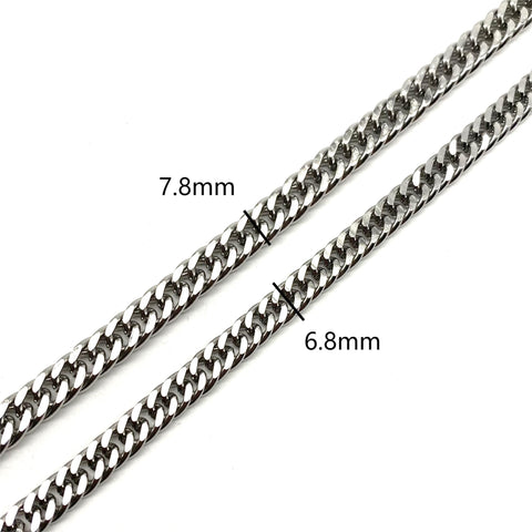 Stainless Fox Chain 6.8/7.8mm Anti-Allergy Necklace Chain Jewelry Finding