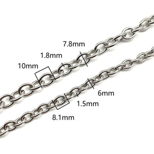 6/7.8mm Width Stainless O Shape Chain Hypoallergenic Necklace Chain Jewelry Finding