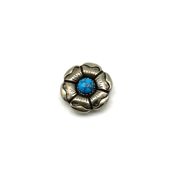 Rose Flower Concho With Turquoise For Leather Goods Crafting,Leather Decoration Studs Screw Back,Solid Copper