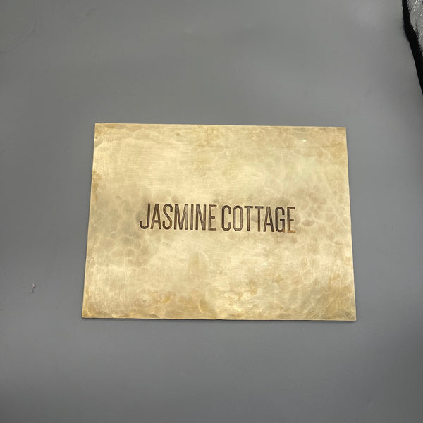 Hand Forged Brass Plaque, Custom Etched Name Sign, Light Hammered Texture