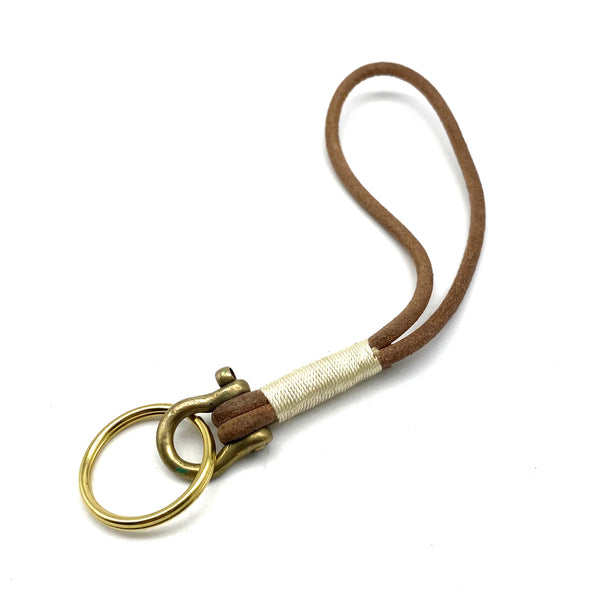 Handmade leather keychain brass shackle solid brass U lock clasp