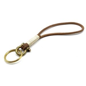 Handmade leather keychain brass shackle solid brass U lock clasp