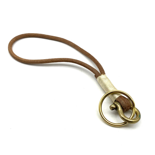 Handmade leather keychain brass shackle solid brass U lock clasp