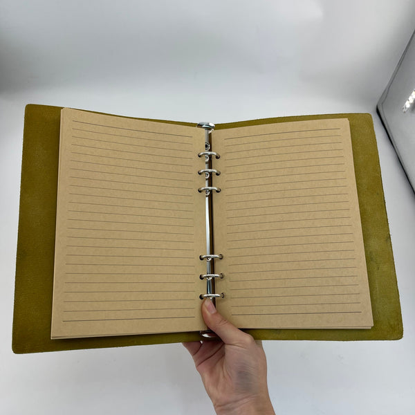 Handmade Olive Leather Journal | Skull Embossed A5 Gothic Notebook