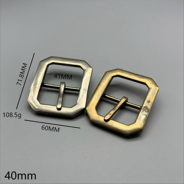 Japanese Simple Style Solid Brass Silver Slide Belt buckle 38/40mm
