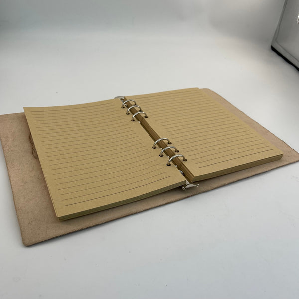 Artisan Leather Notebook – Carved Skull, Refillable A5 Journal