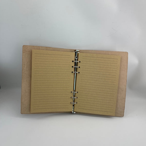 Artisan Leather Notebook – Carved Skull, Refillable A5 Journal