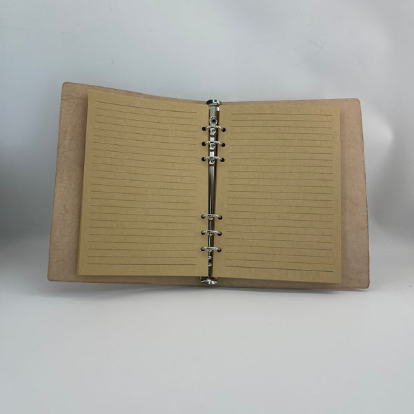 Artisan Leather Notebook – Carved Skull, Refillable A5 Journal