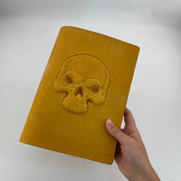 Skull Leather Journal - Refillable A5, Gothic Memento Mori